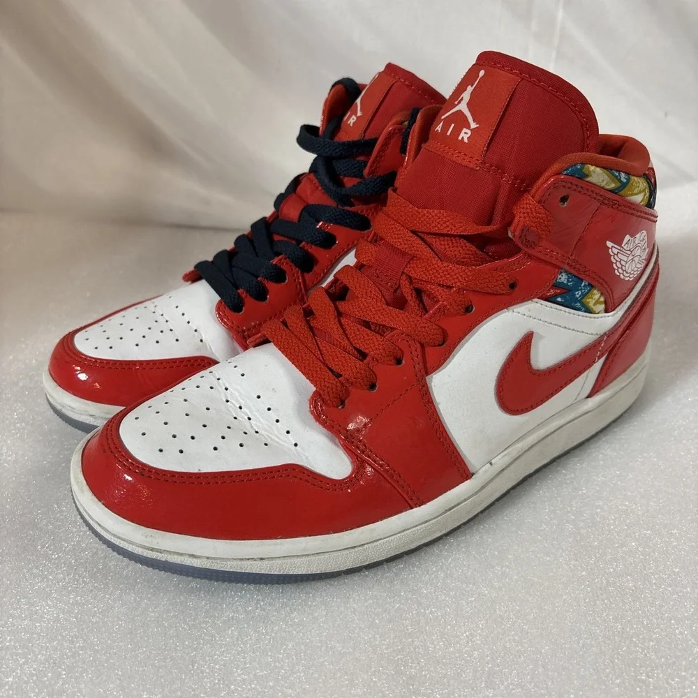 Jordan 1 Mid SE Barcelona Sweater Red Patent, 2021 GS,‎ Size 7.5 US, DC7294-600